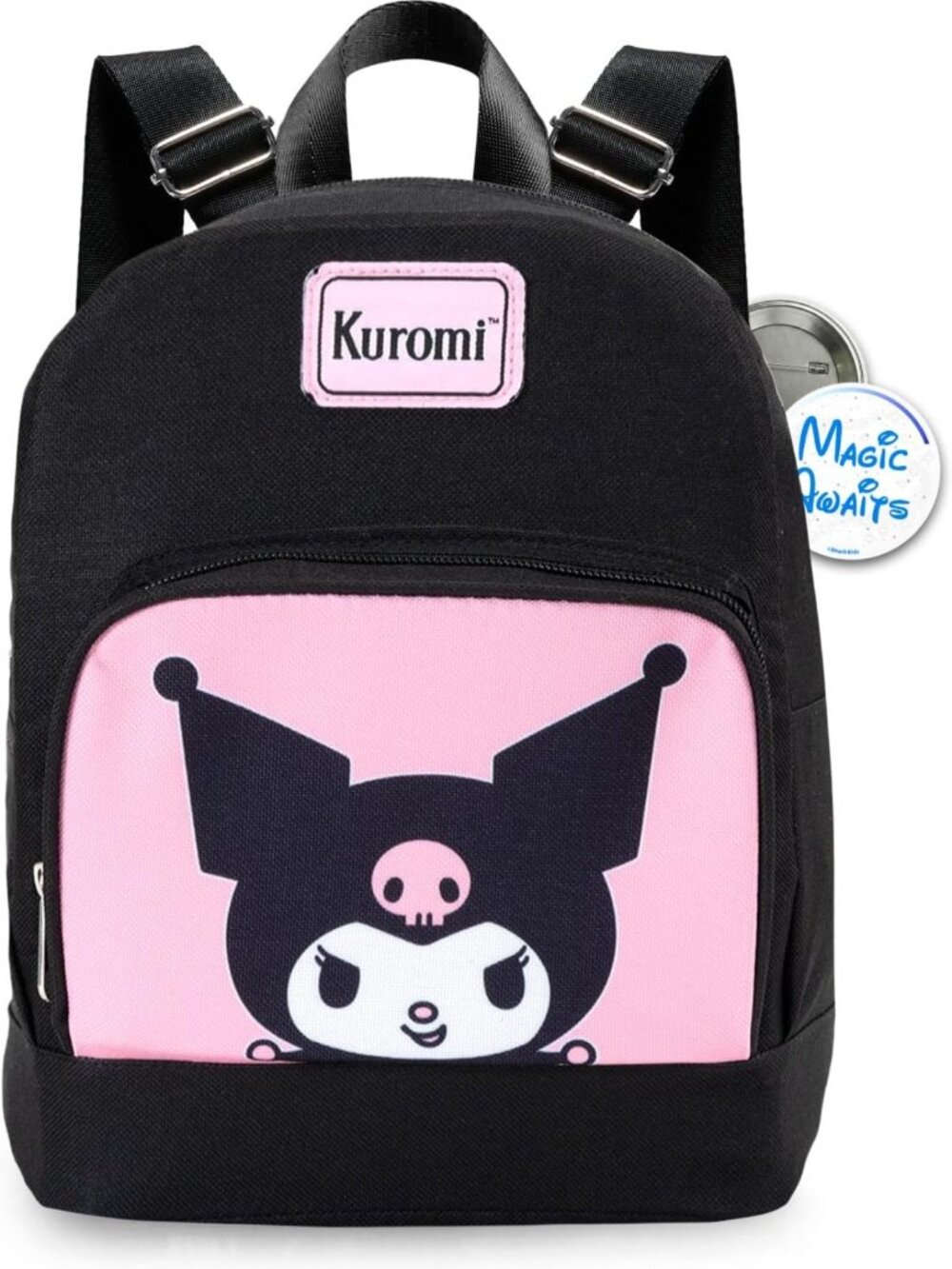 Cute Mini Canvas Backpack - 10" Kuromi Design with Front Pocket for Women